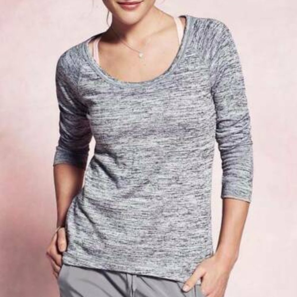Athleta No Sweatin' It Sharkbite Sweatshirt Grey Heather Grey Heather Size S